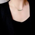 wholesale S925 Silver Natural A-Grade Jadeite Necklace Smile Style A-Grade Icy Yang Green Spicy Green Smile Style Collarbone Chain Niche Luxury-0-3