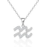 S925 Silver Zodiac Necklace with Moissanite, Customizable Women's Pendant-P16532 Moissanite 1.7mm*24 beads  925 Silver (Pendant with chain)