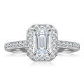 wholesale 18k gold plated S925 silver 1 carat emerald cut moissanite ring, finely crafted and fashionable moissanite ring for women-0-4