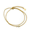 wholesale S925 silver gold-colored double-layer cross bead chain bracelet for women, Japanese and Korean style, accessory S4572-0-4