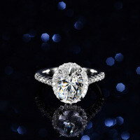 S925 Silver Moissanite 2ct Oval Shape Women's Ring Heavy Craft Factory Live-2 carats (set with zircon)  9 yards