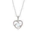 wholesale 925 Sterling Silver Cross-Border New Opal Heart Pendant Necklace for Women, Ins Style, Small and Unique Design, Collarbone Chain-0-4