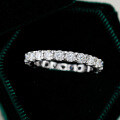Sterling Silver Asymmetrical Hip-Hop Row Ring with Moissanite for Women-0-0