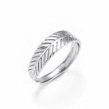 wholesale S925 Sterling Silver Cupid's Feather Ring for Women, Small Batch Design with a High-End Sense of Fashion, Light Luxury Adjustable Plain Silver Band-0-4