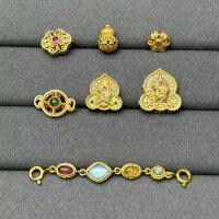 wholesale Metal material: S925 ancient silver gold-plated Past and present Dzambhala Hollow gourd Extension chain Connector Handmade DIY accessory-Flower spacer beads
