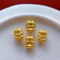 wholesale Metal material placed at the beginning: Gold-plated 925 ancient silver fittings with engraved "See no evil, hear no evil, speak no evil, think no evil" cat beads, including spacer beads, waist beads, and top beads for DIY-Don't look at the kitten