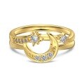 wholesale S925 Sterling Silver Light Luxury High-End Fashion Stackable Star and Moon Double Ring for Women, Delicate and Versatile-0-4