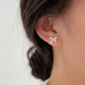 wholesale S925 Sterling Silver Bow Stud Earrings, Women's Korean Summer New Small Minimalist Elegant Earrings-0-2