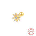 wholesale S925 Sterling Silver Snowflake Stud Earrings with Diamond Accents, a trendy INS-style cartilage piercing for Christmas-0-0