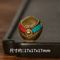 wholesale Vintage metal copper bead spacer bead Buddhist prayer beads handmade DIY beaded jewelry accessory-0-7