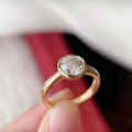 wholesale 925 Silver Gold 6mm Round Diamond Polished Ring for Women, Versatile Daily Wear-0-2