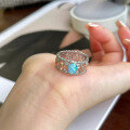 wholesale S925 Sterling Silver Rose Gold Plated Opal Blue Purple 5*7 Ring for Women-0-1