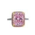 wholesale S925 silver new square 8*10 micro-paved diamond ring with pink diamond and yellow diamond fashion gemstone ring-0-4