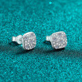 S925 Sterling Silver Full Moissanite Round Stud Earrings for Women, Elegant and Versatile-0-1