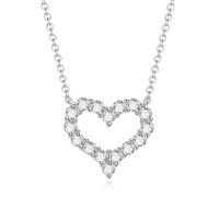 wholesale 18k Gold AU750 Platinum Small Fresh Heart-shaped Necklace with Lab-grown Diamonds, Genuine Diamond Love Pendant Collarbone Chain Hollow Setting Customization-18k gold necklace with cultured diamonds