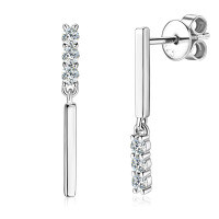 Sterling Silver Square Moissanite Stud Earrings for Women-V Style [Clearance Sale with Free Shipping] White Gold  925 Silver