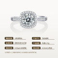 925 Silver Moissanite Classic Four-Prong Square Setting Ring-0-5