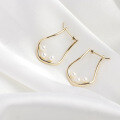 wholesale S925 Gold-Plated Silver Japanese Light Jewelry aget* Style Freshwater Pearl Earrings, Simple and Versatile Hoop Earrings-0-3