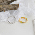 wholesale S925 Sterling Silver Korean Style Personalized Chain Link Ring, Ins Minimalist Versatile Smooth Surface Adjustable Open Ring for Women-0-0