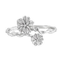 wholesale S925 sterling silver BG diamond-embedded floral bracelet for women, minimalist style, niche, ins-inspired, high-end, chic small fragrance-inspired silver bangle-Platinum