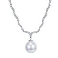 wholesale S925 silver 16mm round white pearl pendant cross-border new European minimalist style 42cm necklace-0-4