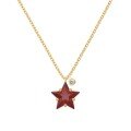 wholesale S925 Sterling Silver Light Luxury Korean Style Women's Red Five-Pointed Star Zircon Inlaid Fashion Creative Christmas Collarbone Necklace-0-5