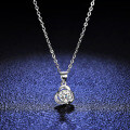 925 Sterling Silver 1ct Moissanite Pendant Necklace, Women's Clover Windmill Design Collarbone Chain-0-2