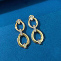 wholesale S925 Metal European & American New Simple Hoop Ear Studs Hip-hop Ins Style Women's Earrings-0-3
