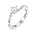 wholesale S925 Sterling Silver Cross-Border Zircon Classic Four-Prong Ring for Women, Light Luxury High-End Silver Pinky Ring-0-0