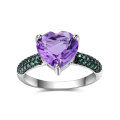 wholesale S925 sterling silver thorn bud design love-shaped gemstone ring with natural amethyst-0-5