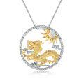 wholesale 925 Silver Chinese Zodiac Dragon Pendant with Natural Gemstone, Necklace-0-7