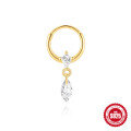wholesale S925 Sterling Silver Marquise Pendant with Diamond, Natural Stone, Flat Head Threaded Ear Bone Clip, Hoop, Popular Nose Ring-0-5