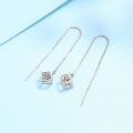wholesale PT950 Platinum Plated S925 Silver Ear Thread with Moissanite Diamond Simulated Diamond Tassel Earrings-0-2