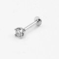 wholesale S925 Silver Body Piercing Jewelry, European And American Four-prong Setting Zircon Flat Head Threaded Ear Studs Ear Cartilage Studs Wholesale Manufacturers-0-1