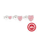 wholesale 925 Sterling Silver Classic Versatile Heart-shaped Diamond-accented Women's Earrings, 3-Piece Set-0-14