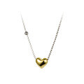 wholesale S925 Sterling Silver Minimalist Smooth Heart Ballpoint Snake Chain Beaded Necklace Y01070-0-4