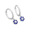 wholesale S925 Sterling Silver Floral Pendant Hoop Earrings with Sweet and Delicate Petal Diamond Accents in Ins Style-0-12