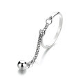 wholesale S925 Sterling Silver Fashion Creative and Unique Chain-Connected Small Sphere Pendant with Adjustable Tassel Ring-0-4