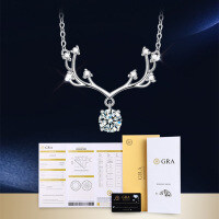 Sterling Silver Moissanite 1ct Pendant Necklace, One Deer for You Style-[Empty Setting] 1 Carat Necklace  925 Silver