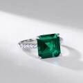 wholesale S925 Silver Cross-Border Exclusive Minimalist Geometric Lab-Grown Emerald Ring, Geometric Lab-Grown Colored Gemstone European and American Ring-0-1