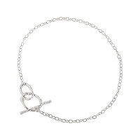 wholesale S925 Sterling Silver Korean Version Ins Niche Design Minimalist Versatile Irregular OT Buckle Chain Textured Necklace for Women-Plain silver 925 silver