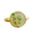 wholesale 925 Silver New Chinese Style Antique Openable Index Finger Ring with Certificate, Inlaid with Palace Enamel Bamboo Leaf and Hetian Jade-0-4