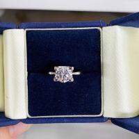 wholesale S925 Silver 2-Carat Classic Four-Prong Bull Head Moissanite Ring, Simple and Stylish Cross-Border Bestseller D Color Moissanite Ring-2 carats - CBJZ446 (High Carbon Diamond)  Hong Kong Mark No. 18