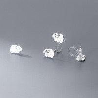 wholesale S925 silver cute little sheep ear clips for non-pierced students, summer women's Korean-style earrings G9915-S925 silver pair of earrings>925 silver