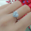 wholesale S925 Silver New 6*6mm Heart-Shaped White Diamond Ring for Women, Cross-Border Ins Style, One-Piece Drop Shipping-0-2