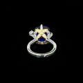 wholesale 925 Silver Gold-Plated Ring with High Carbon Diamond Royal Blue Cushion Shape Gold Star Fashion Jewelry Versatile Women's Ring-0-2