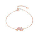 wholesale S925 Silver Cross-Border Minimalist Style Rose Gold-Plated Zircon Elephant Trendy Bracelet for Women-0-4