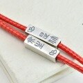 wholesale 925 Sterling Silver "The Rest of My Life is You" Tube Set Square Tube DIY Couple Red String Bracelet Bead Braided Rope Silver Jewelry Accessories-0-2