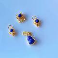 wholesale S925 gold-plated silver with inlaid natural lapis lazuli pendant, DIY bracelet necklace accessory, gourd lock astronaut-0-3