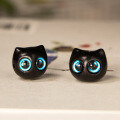 wholesale Metal material sandalwood three-dimensional big-eyed cat ebony cat bead pendant handmade DIY car hanging phone hanging wooden ornament accessory-0-2